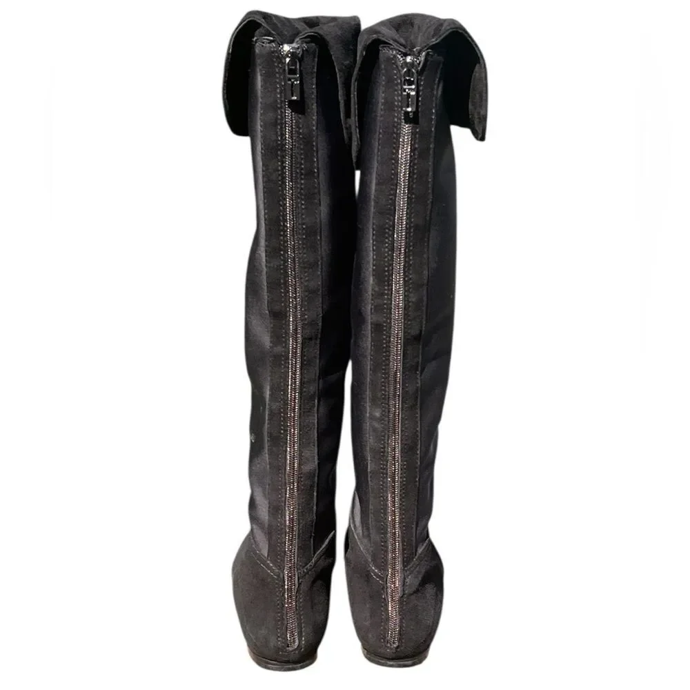 Tory Burch Black Suede Over The Knee Boots Size 8 1/2